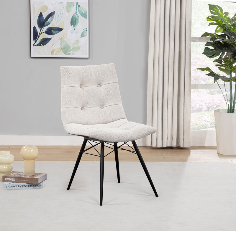 Silla de comedor lateral tapizada Aiken Saddle Stone Blanca (Juego de 4)