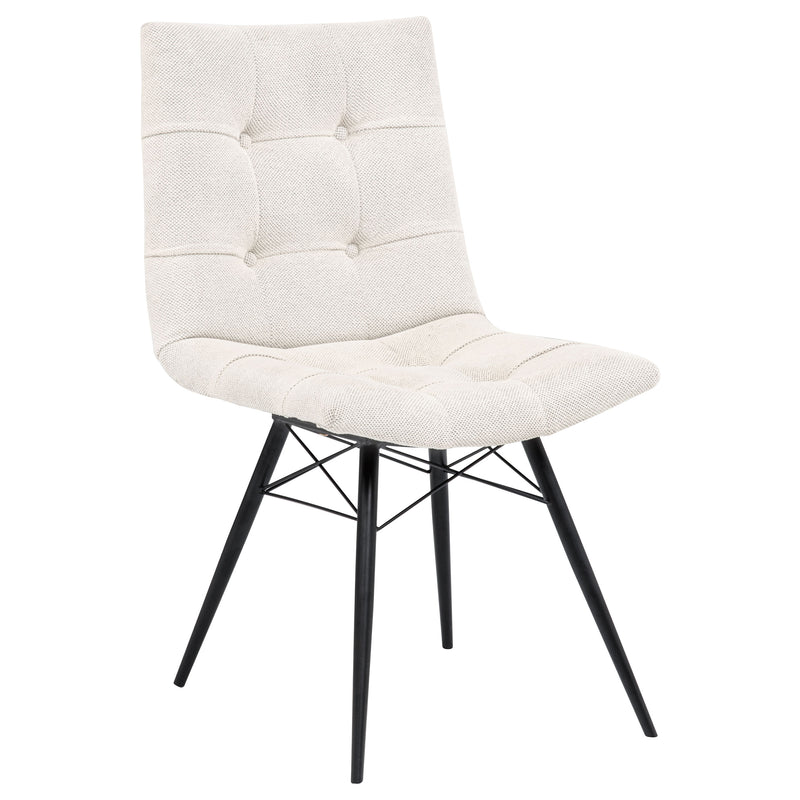 Silla de comedor lateral tapizada Aiken Saddle Stone Blanca (Juego de 4)