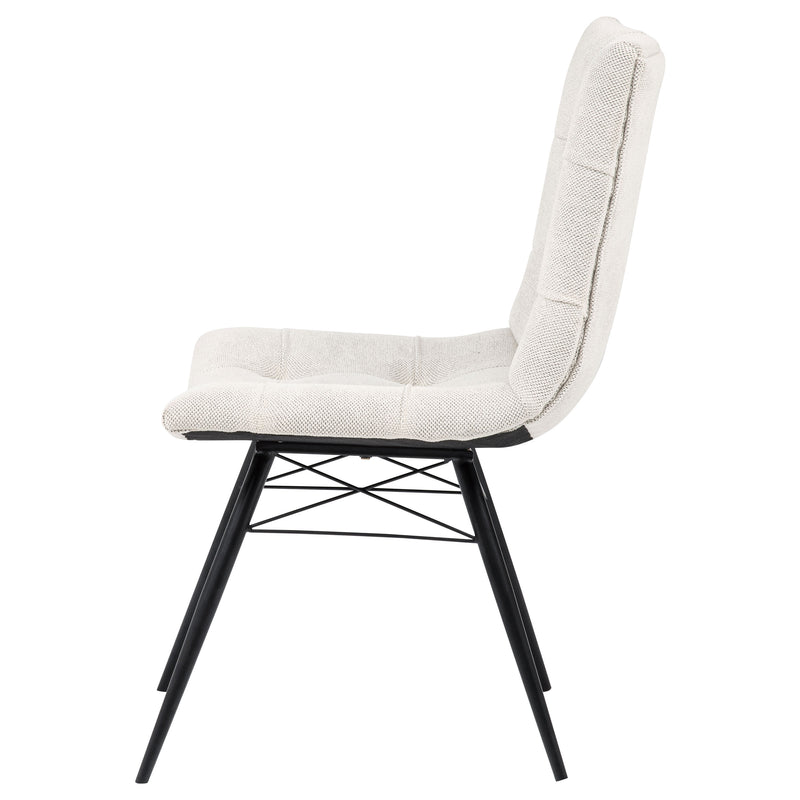 Silla de comedor lateral tapizada Aiken Saddle Stone Blanca (Juego de 4)