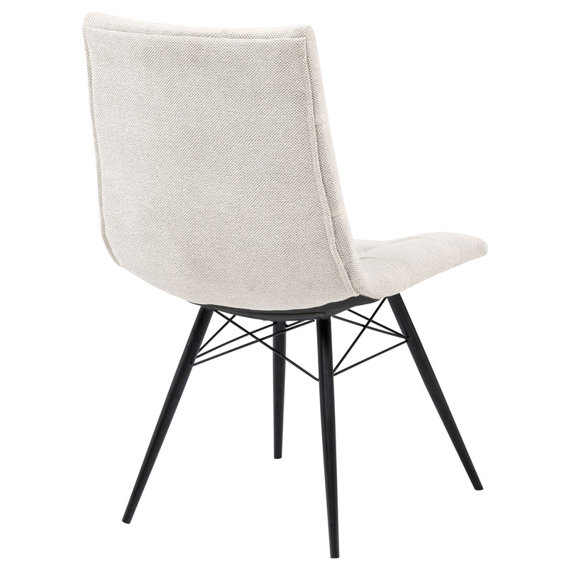 Silla de comedor lateral tapizada Aiken Saddle Stone Blanca (Juego de 4)