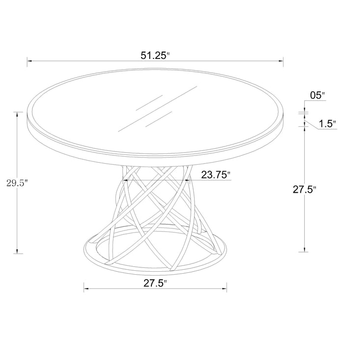 Irene  Round Glass Top Dining Set White and Chrome