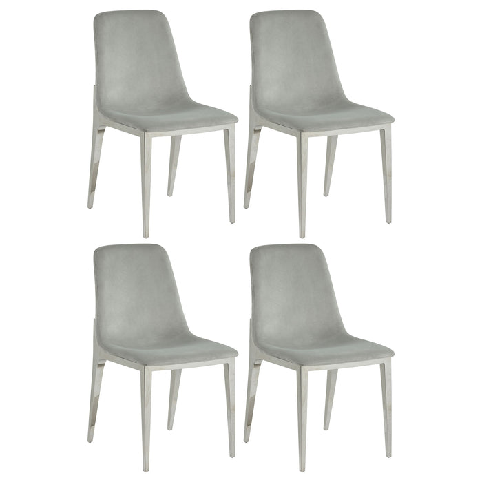 Irene Upholstered Side Chairs Light Grey and Chrome (Set of 4)