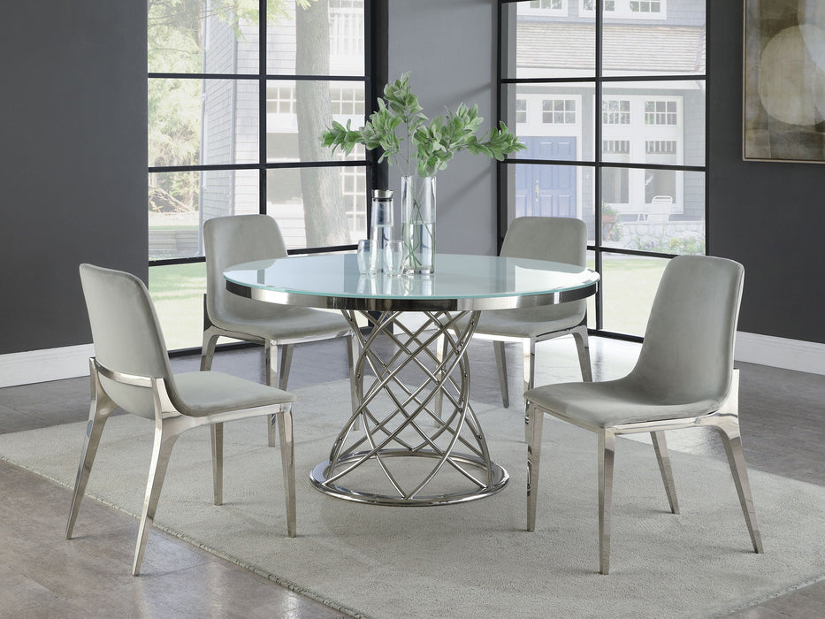 Irene Upholstered Side Chairs Light Grey and Chrome (Set of 4)