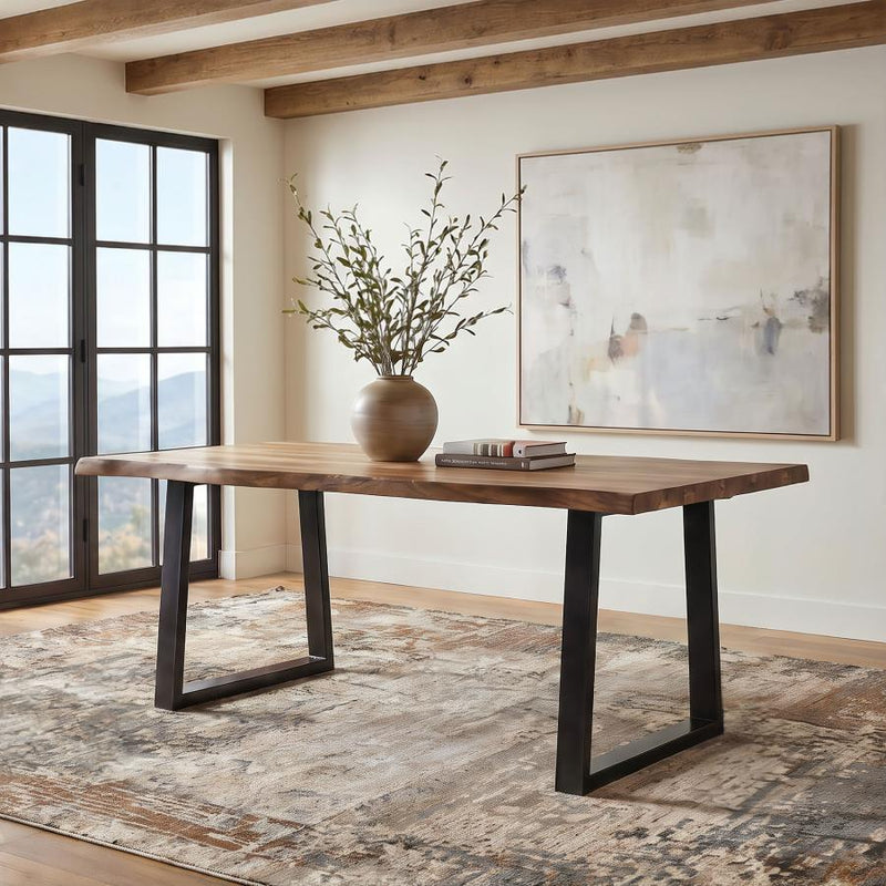 Selwyn 80-inch Live Edge Solid Wood Dining Table Light Sheesham