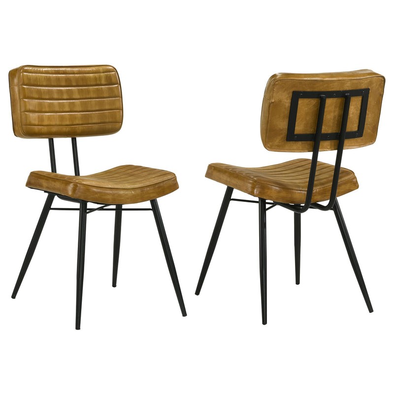 Silla de comedor lateral tapizada en piel Misty (juego de 2)