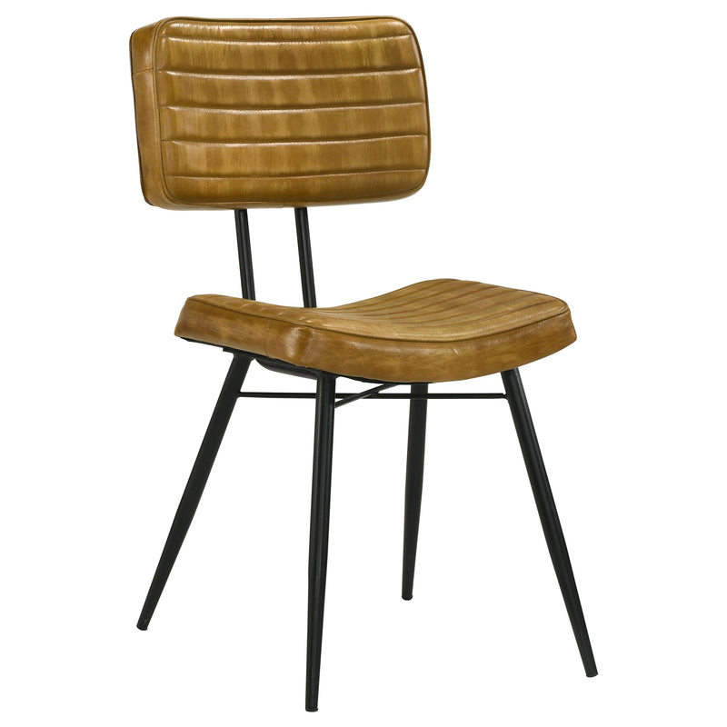 Silla de comedor lateral tapizada en piel Misty (juego de 2)