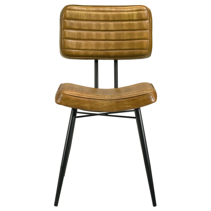 Silla de comedor lateral tapizada en piel Misty (juego de 2)