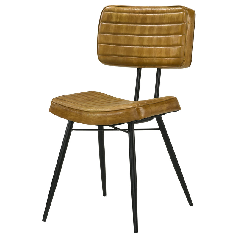 Silla de comedor lateral tapizada en piel Misty (juego de 2)