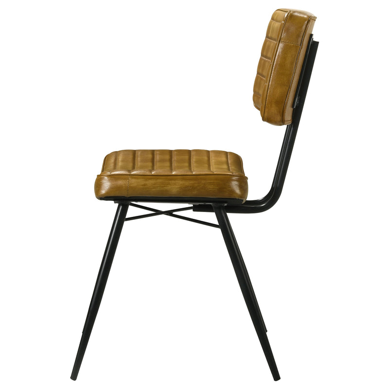 Silla de comedor lateral tapizada en piel Misty (juego de 2)