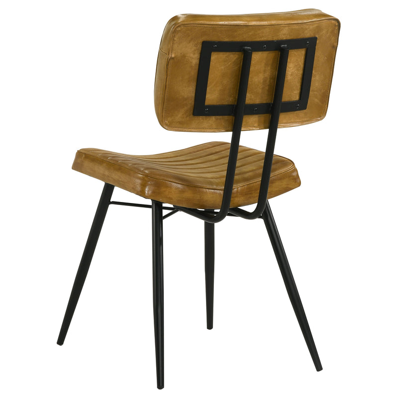 Silla de comedor lateral tapizada en piel Misty (juego de 2)