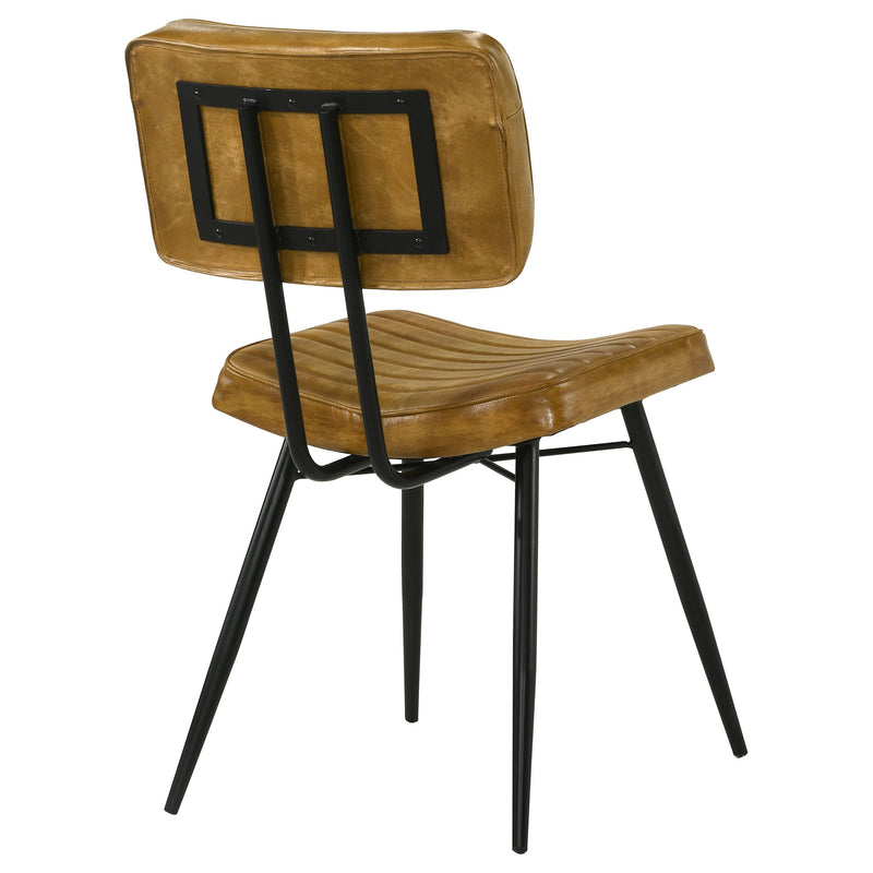 Silla de comedor lateral tapizada en piel Misty (juego de 2)