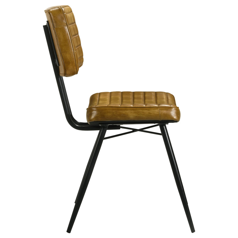 Silla de comedor lateral tapizada en piel Misty (juego de 2)