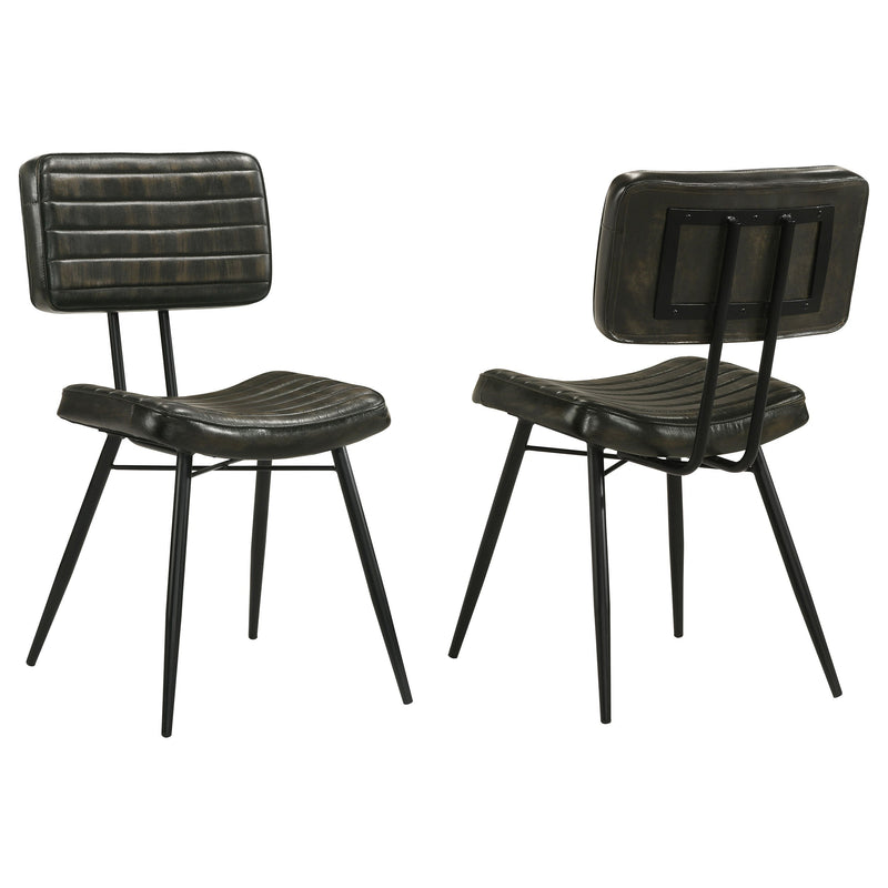 Silla de comedor lateral tapizada en piel Misty (juego de 2)