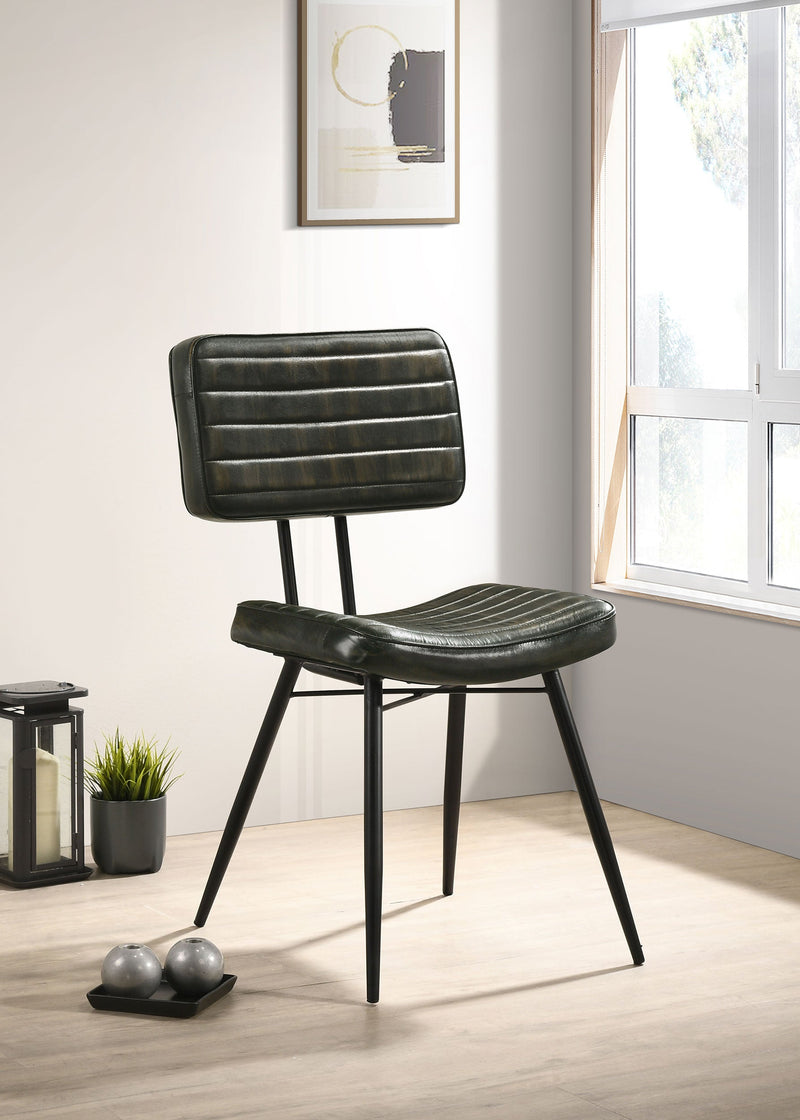 Silla de comedor lateral tapizada en piel Misty (juego de 2)