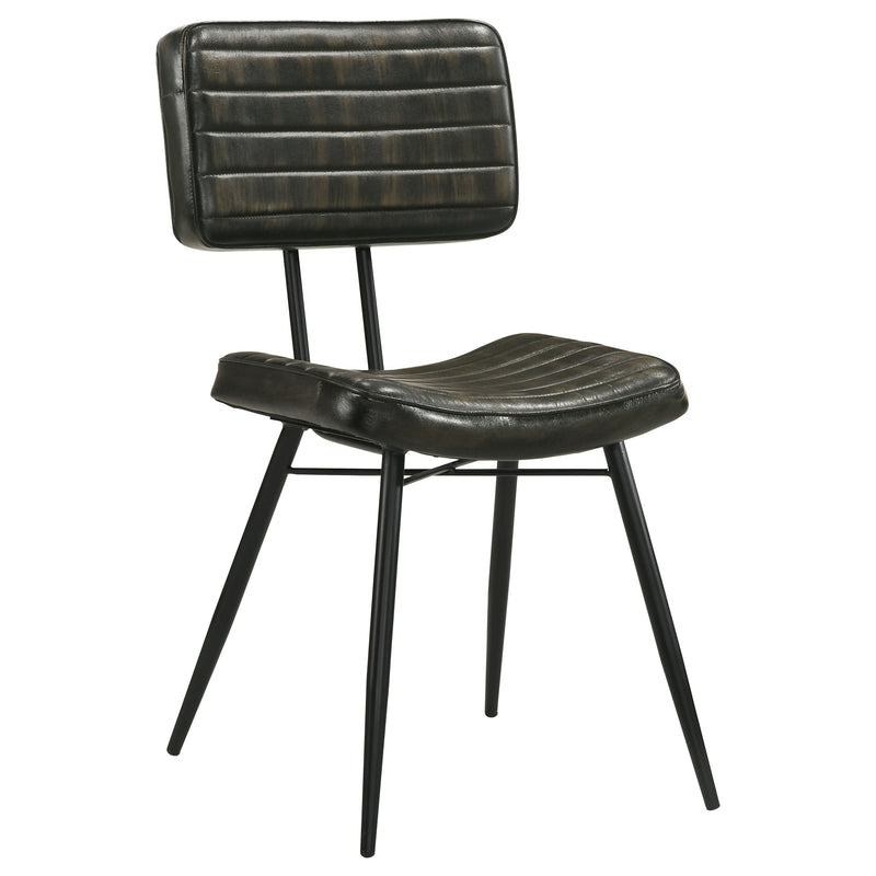 Silla de comedor lateral tapizada en piel Misty (juego de 2)