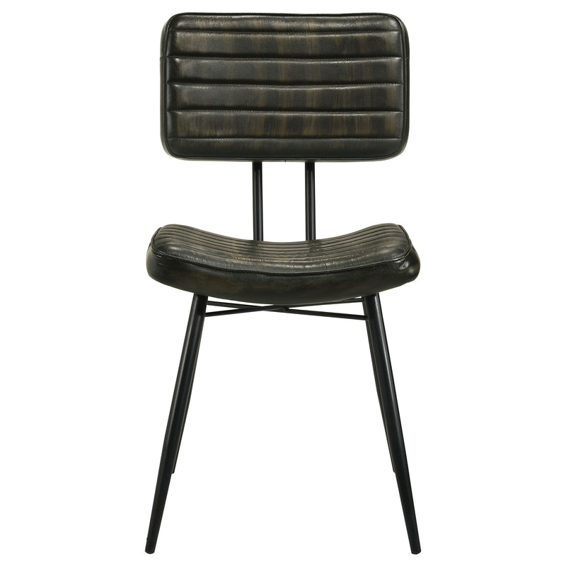 Silla de comedor lateral tapizada en piel Misty (juego de 2)