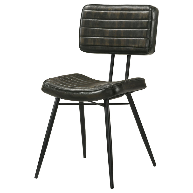 Silla de comedor lateral tapizada en piel Misty (juego de 2)