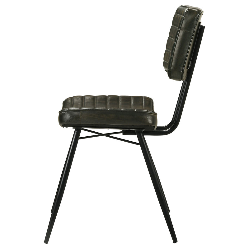 Silla de comedor lateral tapizada en piel Misty (juego de 2)