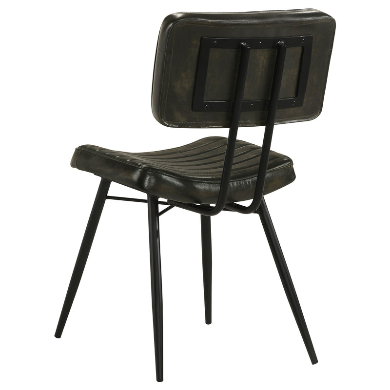 Silla de comedor lateral tapizada en piel Misty (juego de 2)