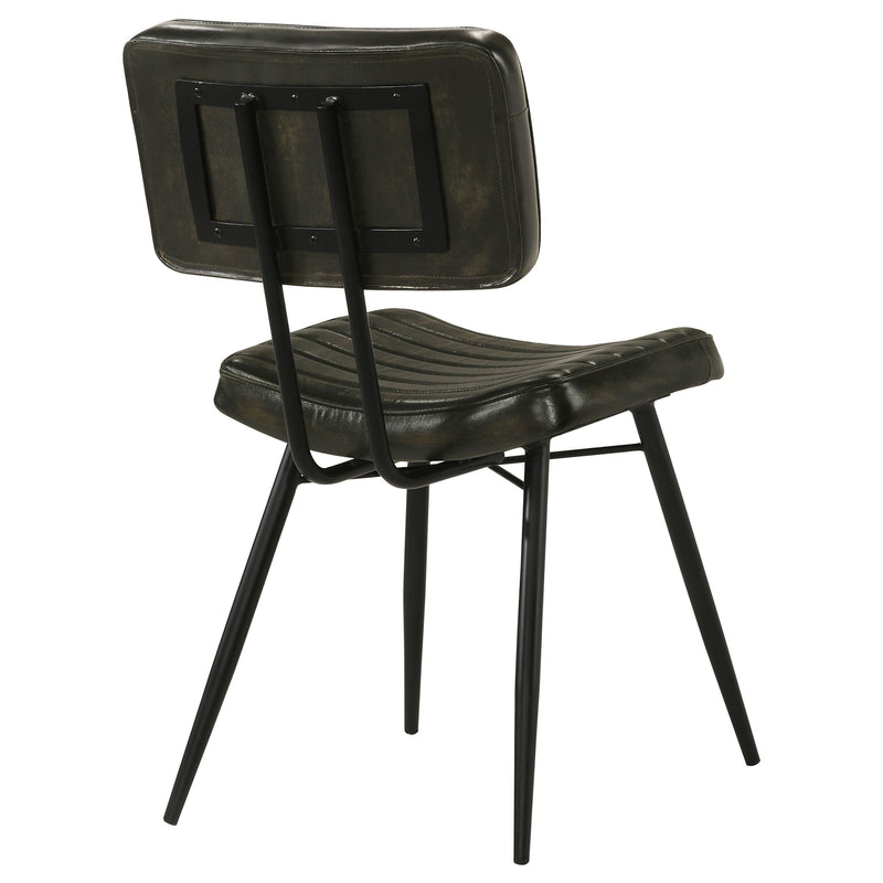 Silla de comedor lateral tapizada en piel Misty (juego de 2)