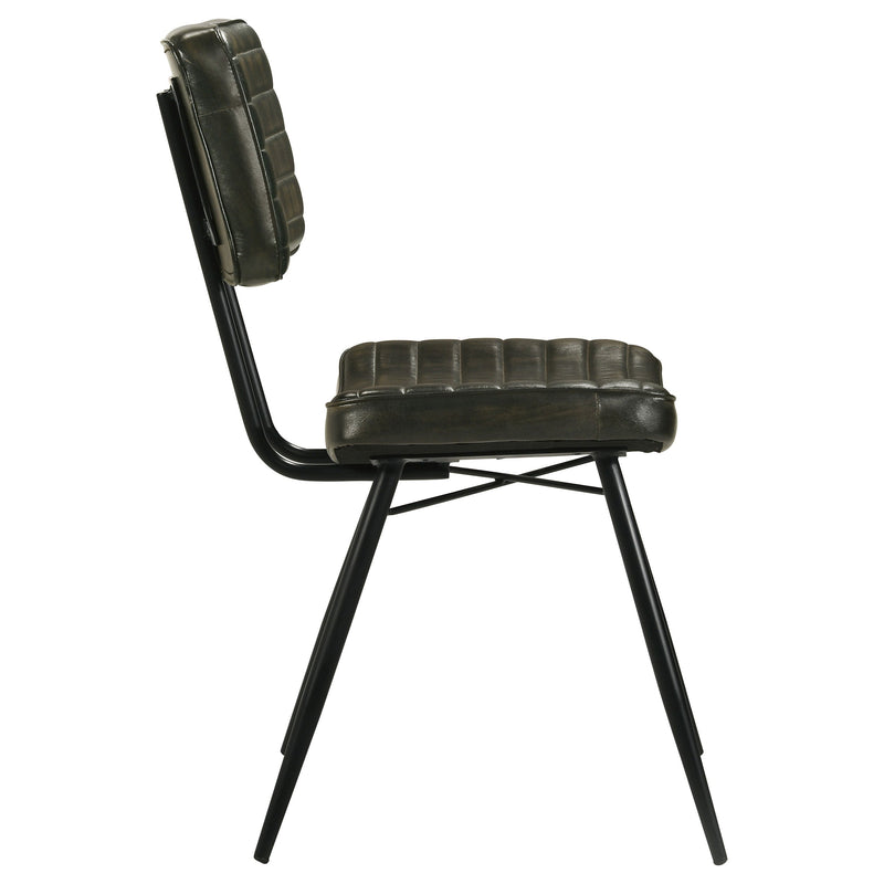 Silla de comedor lateral tapizada en piel Misty (juego de 2)