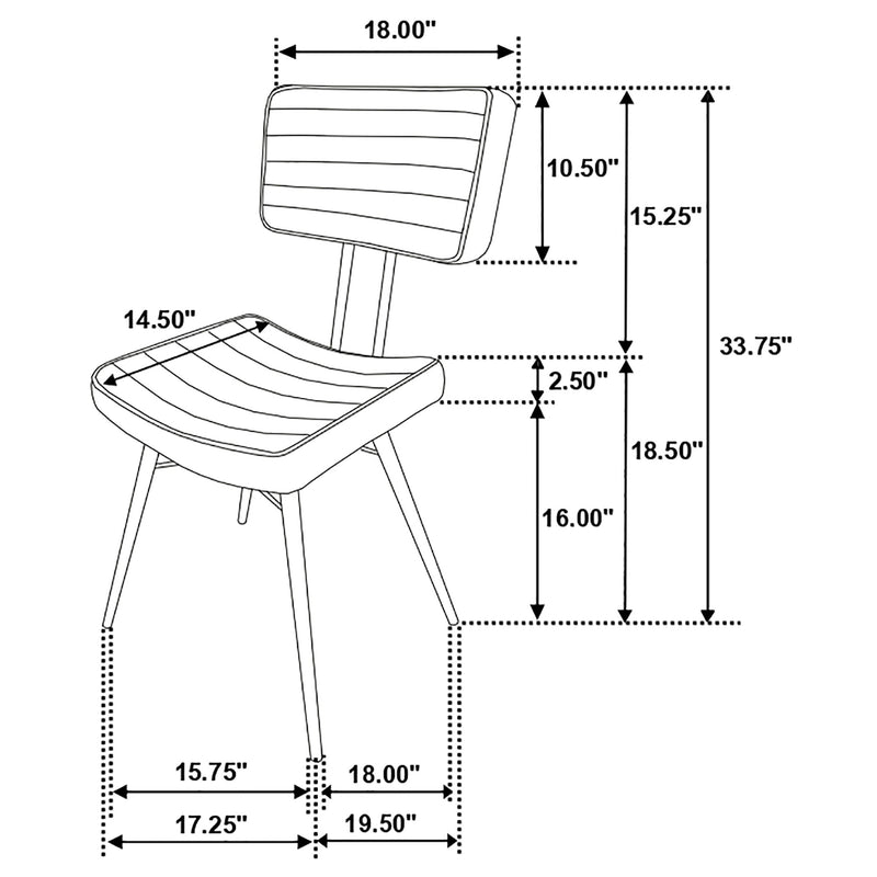 Silla de comedor lateral tapizada en piel Misty (juego de 2)