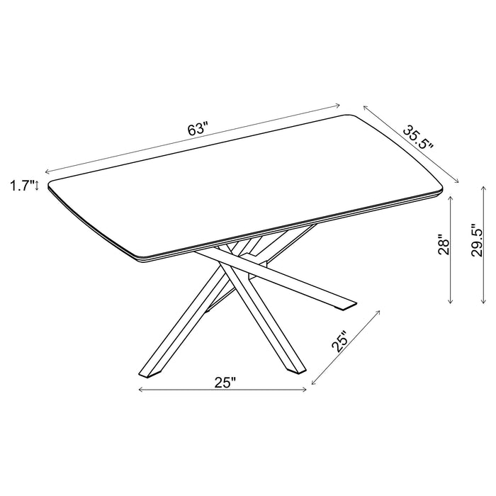 Paulita Rectangular Dining Table White and Gunmetal