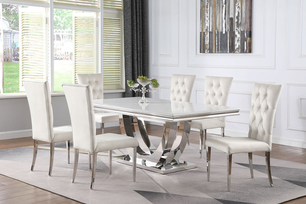 Kerwin  Dining Room Set White and Chrome