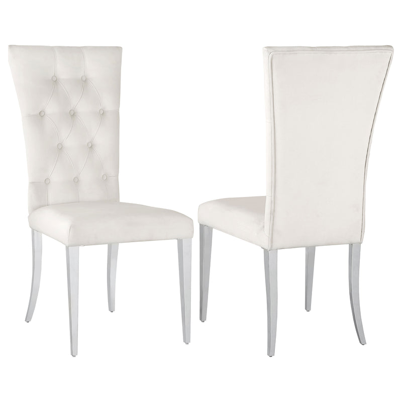 Silla auxiliar de comedor tapizada en terciopelo Kerwin, blanca (juego de 2)