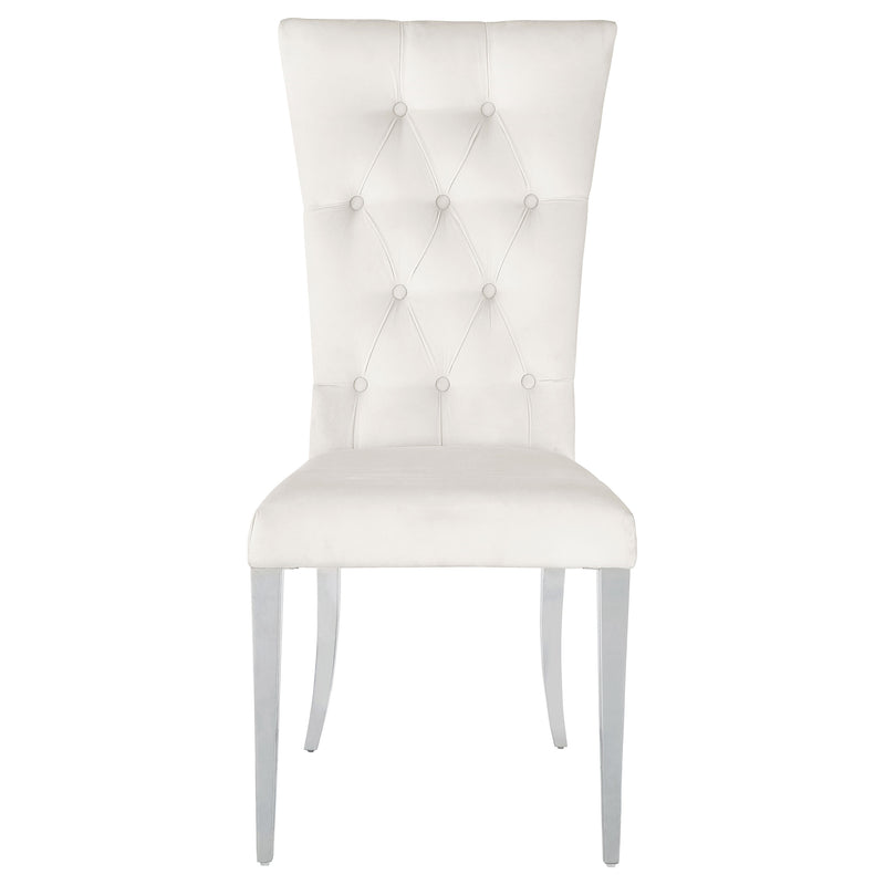 Silla auxiliar de comedor tapizada en terciopelo Kerwin, blanca (juego de 2)
