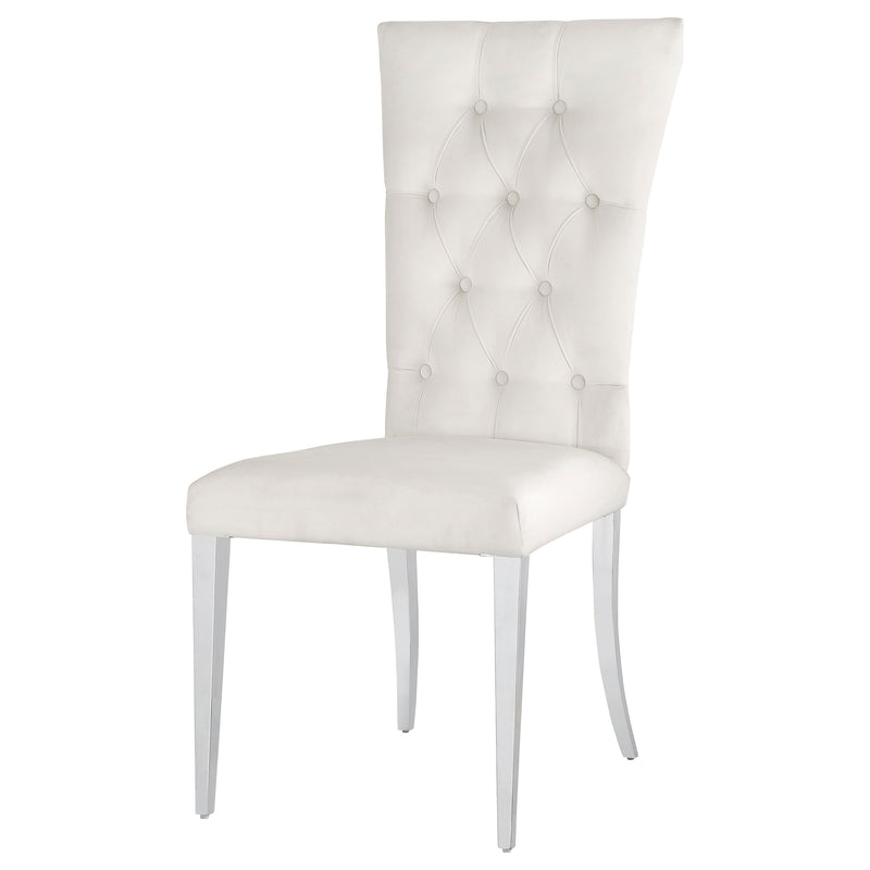 Silla auxiliar de comedor tapizada en terciopelo Kerwin, blanca (juego de 2)