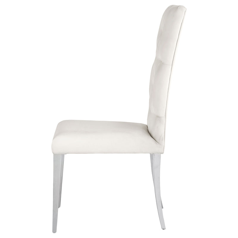 Silla auxiliar de comedor tapizada en terciopelo Kerwin, blanca (juego de 2)