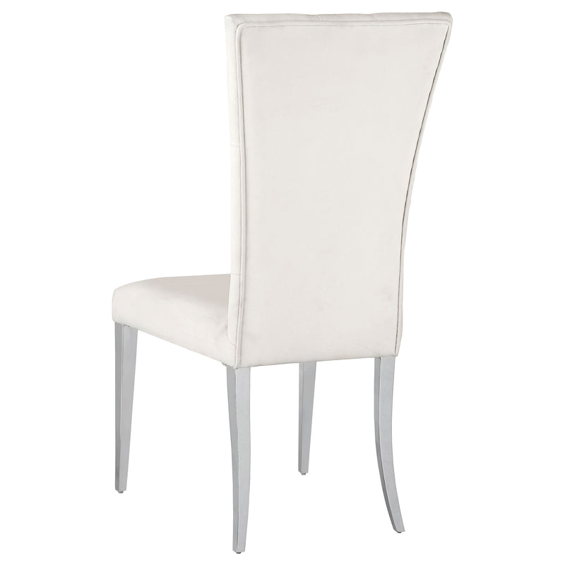 Silla auxiliar de comedor tapizada en terciopelo Kerwin, blanca (juego de 2)