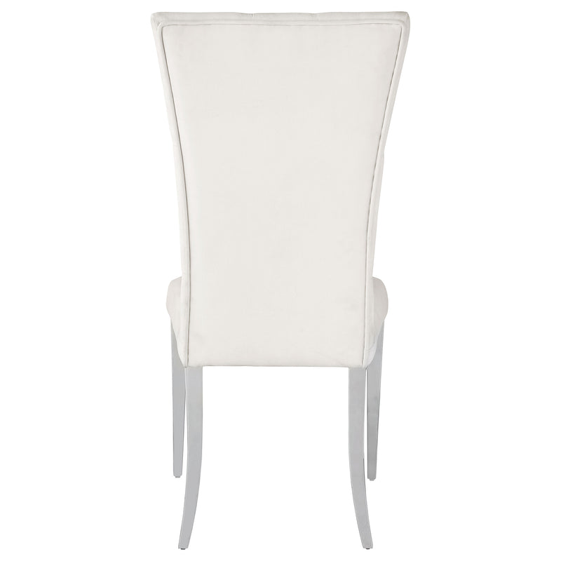 Silla auxiliar de comedor tapizada en terciopelo Kerwin, blanca (juego de 2)