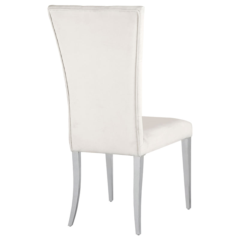 Silla auxiliar de comedor tapizada en terciopelo Kerwin, blanca (juego de 2)