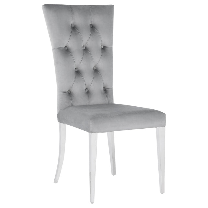 Kerwin Tufted Upholstered Side Chair (Set of 2) White and Chrome