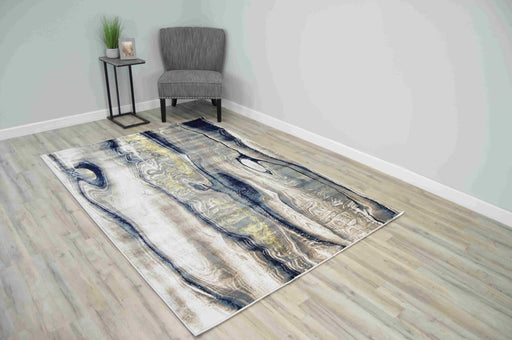 LUXURY Rug DESIGN 1135 Navy-Beige 2x8 Runner (2'6x7'9")"