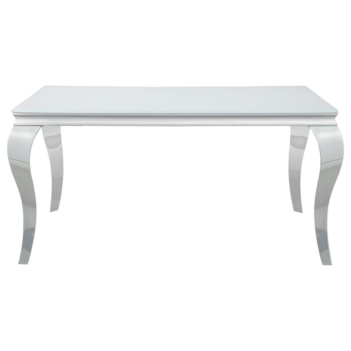 Carone Rectangular Glass Top Dining Table White and Chrome