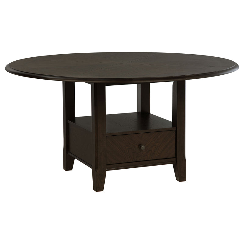 Mesa de comedor redonda Twyla de 60 pulgadas con cajón color cacao oscuro