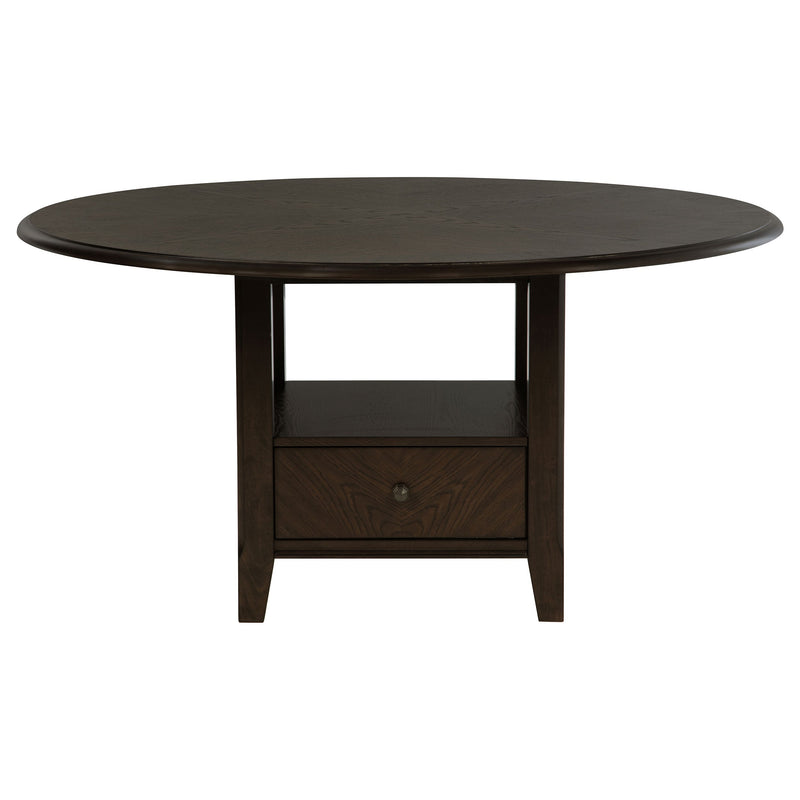 Mesa de comedor redonda Twyla de 60 pulgadas con cajón color cacao oscuro