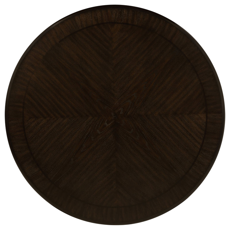 Mesa de comedor redonda Twyla de 60 pulgadas con cajón color cacao oscuro