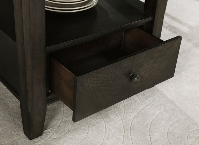 Mesa de comedor redonda Twyla de 60 pulgadas con cajón color cacao oscuro