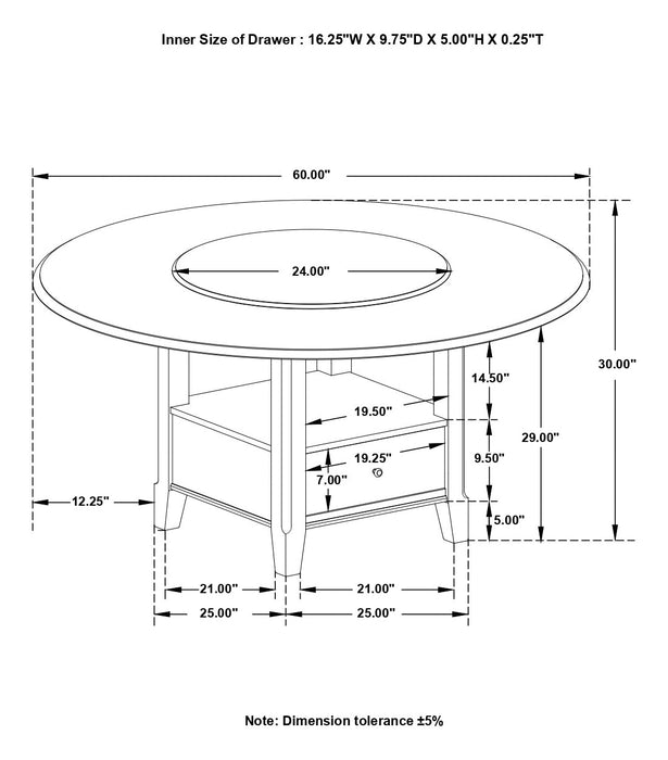 Twyla Round Dining Table with Removable Lazy Susan Dark Cocoa