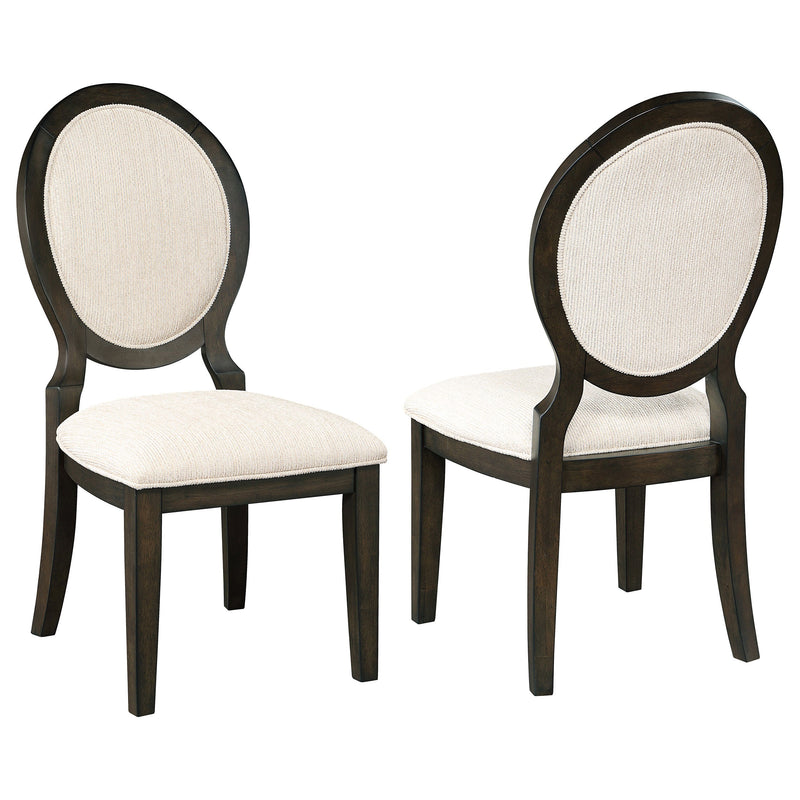 Silla auxiliar de comedor Twyla con respaldo ovalado, color cacao oscuro (juego de 2)