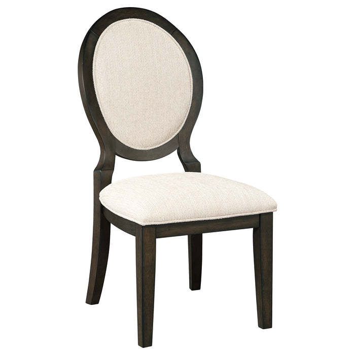 Twyla Upholstered Oval Back Dining Side Chairs Cream and Dark Cocoa (Set of 2)