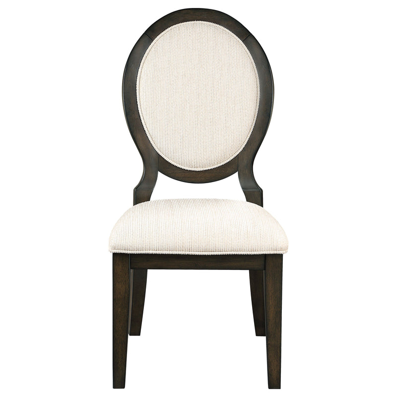 Silla auxiliar de comedor Twyla con respaldo ovalado, color cacao oscuro (juego de 2)