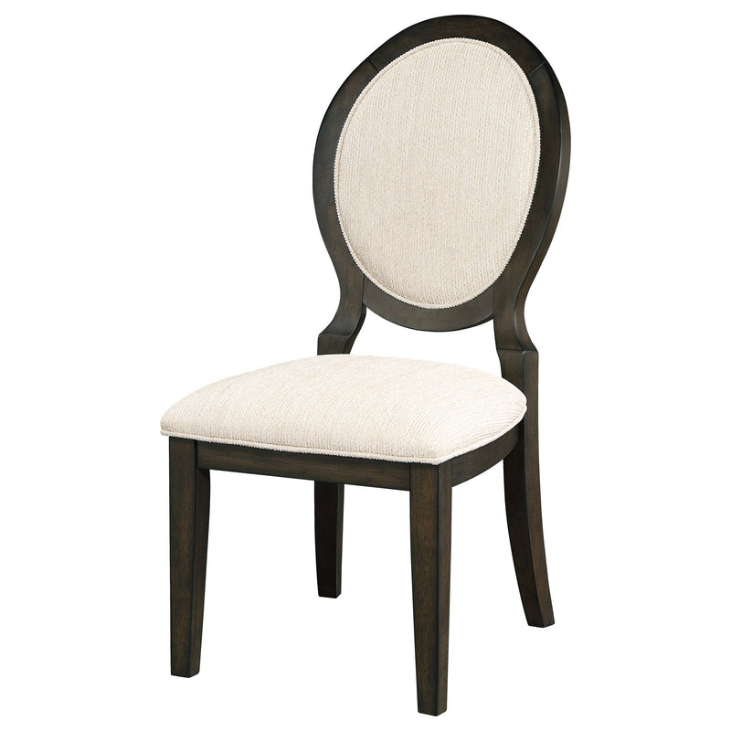 Silla auxiliar de comedor Twyla con respaldo ovalado, color cacao oscuro (juego de 2)