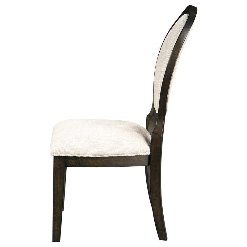 Silla auxiliar de comedor Twyla con respaldo ovalado, color cacao oscuro (juego de 2)