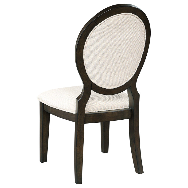 Silla auxiliar de comedor Twyla con respaldo ovalado, color cacao oscuro (juego de 2)