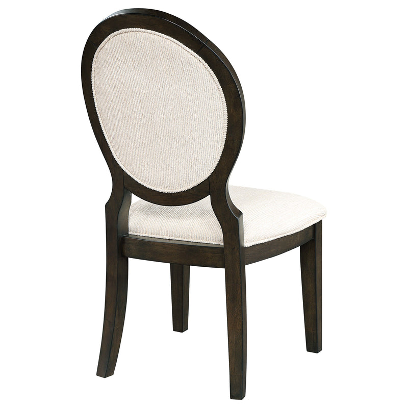 Silla auxiliar de comedor Twyla con respaldo ovalado, color cacao oscuro (juego de 2)